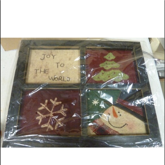 ☃️ SALE Winter Country Snowman Wall Hanging, Wood, Window Frame NEW - Picture 2 of 3